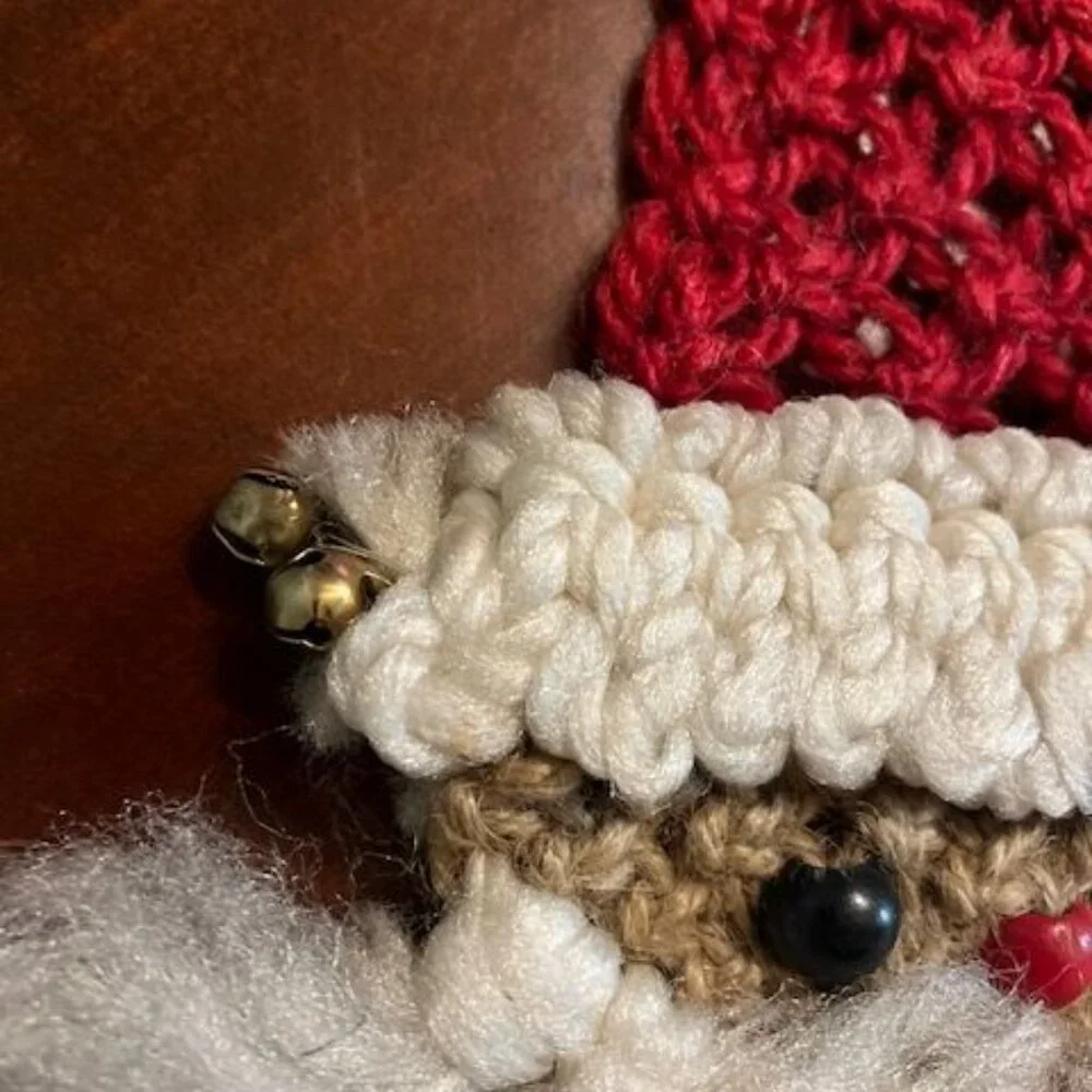Vintage Handmade Macrame Santa Claus Ornament‎ rustic christmas decor